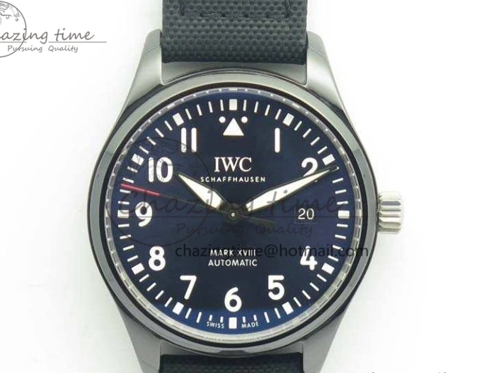 MIROTIME 0125 HighQuality Mark XVIII LAUREUS IW324703 Black Ceramic MKF Best Edition On Black Nylon Strap A 7218